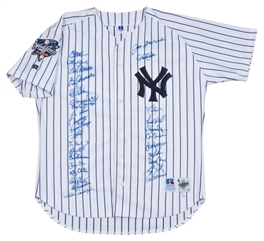 2000 New York Yankees Team Signed Derek Jeter World Series Home Jersey With 29 Signatures (LE 121/126) (Beckett)